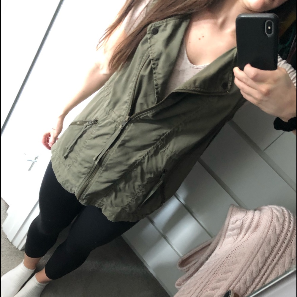 Green American Eagle Long Army Style Vest